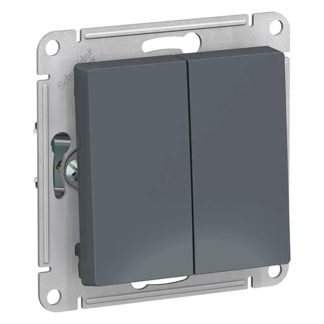 Выключатель проходной двухклавишный Systeme Electric AtlasDesign для управления двумя группами света из двух мест, цвет графит