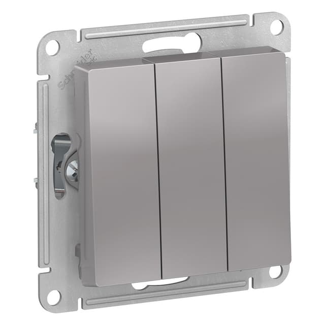 Выключатель трехклавишный Schneider Electric AtlasDesign алюминий ATN000331