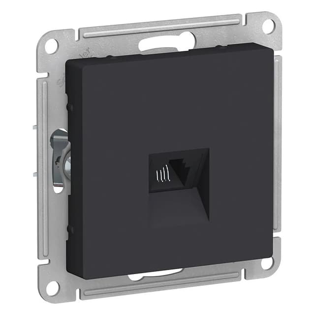 Розетка телефонная Systeme Electric AtlasDesign для подключения стационарного телефона, цвет карбон