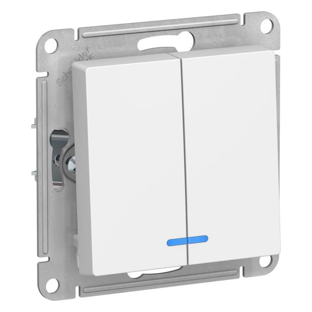 Выключатель двухклавишный с подсветкой Schneider Electric AtlasDesign лотос ATN001353