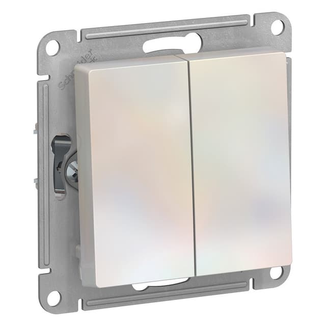 Выключатель двухклавишный проходной Schneider Electric AtlasDesign жемчуг ATN000465