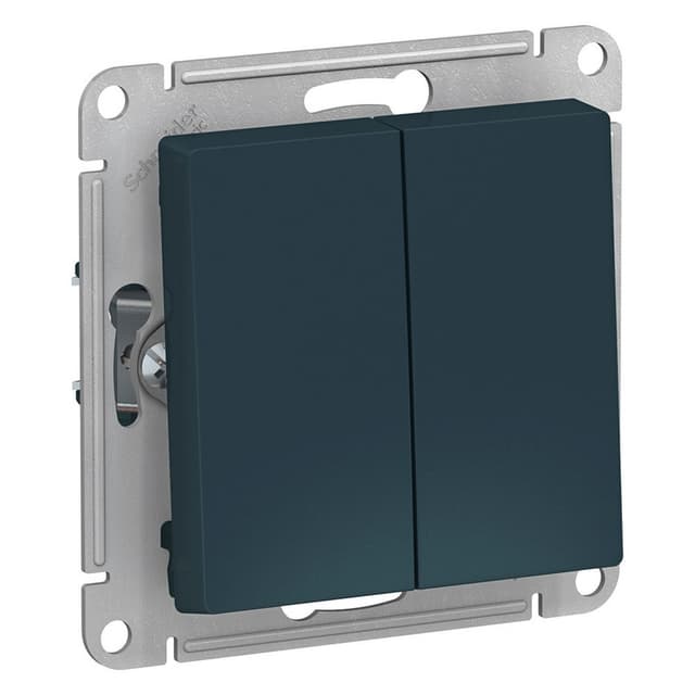 Выключатель двухклавишный проходной Schneider Electric AtlasDesign изумруд ATN000865