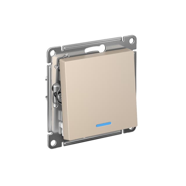 Выключатель одноклавишный проходной с подсветкой Schneider Electric AtlasDesign песочный ATN001263