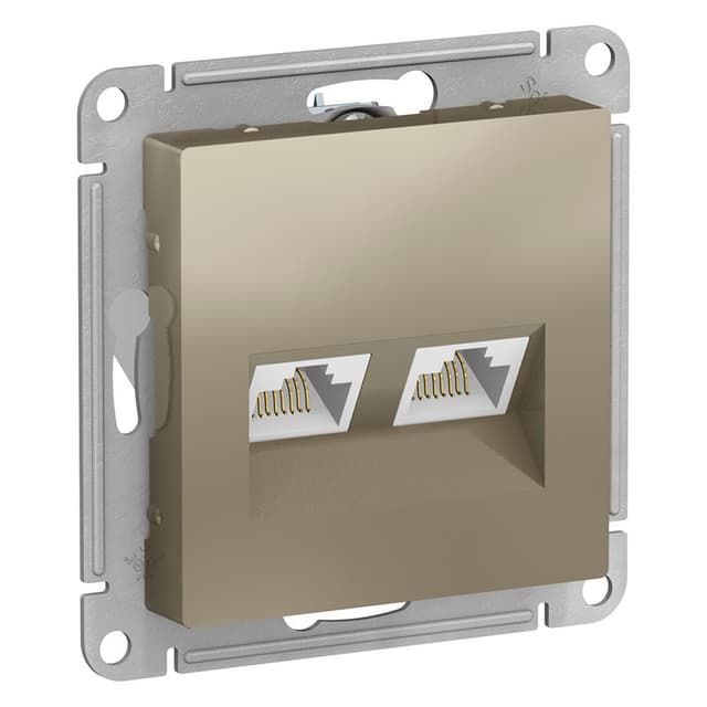Розетка компьютерная двойная Schneider Electric AtlasDesign шампань ATN000585