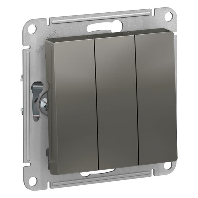Выключатель трехклавишный Schneider Electric AtlasDesign сталь ATN000931