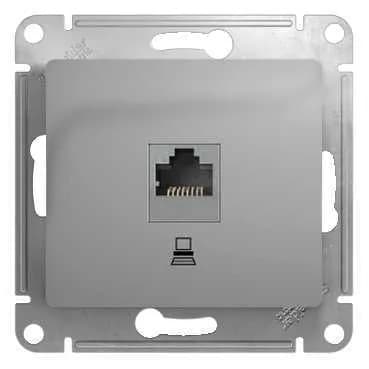 Розетка компьютерная (RJ45, интернет) Systeme Electric (Schneider) Glossa, цвет алюминий