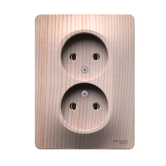 Розетка двойная без заземления Schneider Electric Glossa рисунок сосна GSL001520
