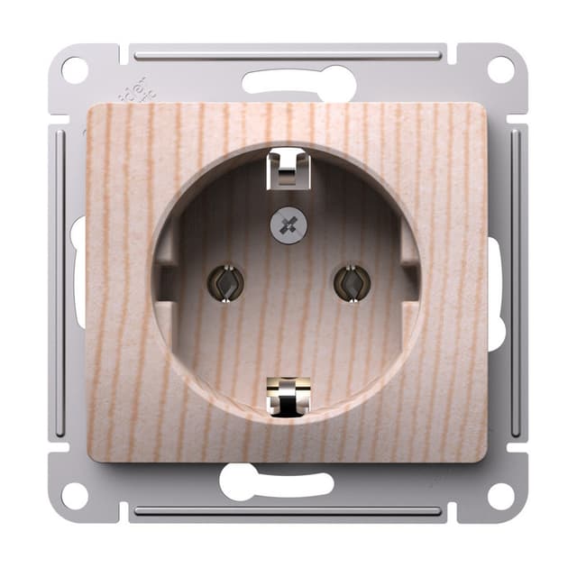 Розетка с заземлением Schneider Electric Glossa рисунок сосна GSL001543