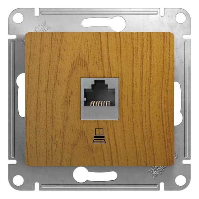 Розетка компьютерная (RJ45, интернет) Systeme Electric (Schneider) Glossa, цвет дуб