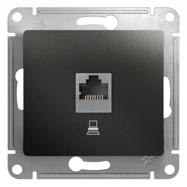 Розетка компьютерная Schneider Electric Glossa антрацит RJ-45 категория 5e GSL000781K
