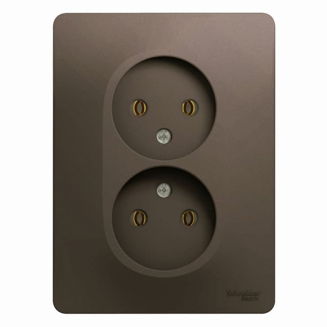 Розетка двойная без заземления Schneider Electric Glossa цвет шоколад GSL000820