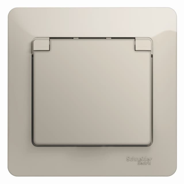 Розетка Schneider Electric Glossa молочный цвет с крышкой, защитными шторками и рамкой GSL000946