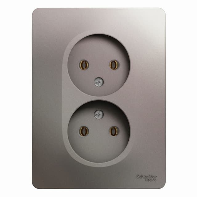 Розетка двойная без заземления Schneider Electric Glossa цвет платина GSL001220