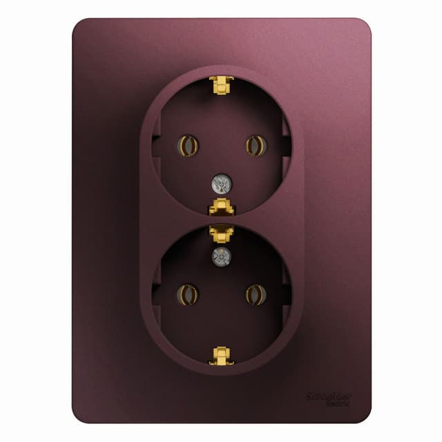 Розетка двойная с заземлением Schneider Electric Glossa баклажановый цвет GSL001124