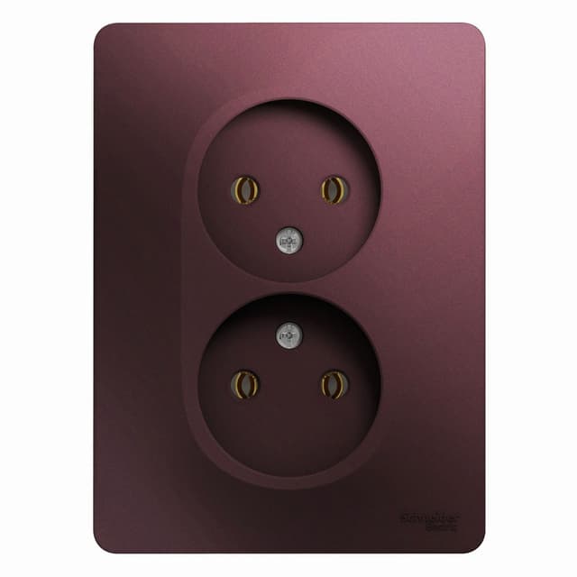 Розетка двойная без заземления Schneider Electric Glossa баклажановый цвет GSL001120