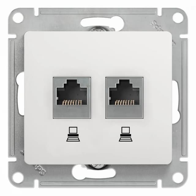Розетка двойная компьютерная (2xRJ45) Systeme Electric (Schneider) Glossa, цвет белый