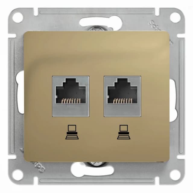 Розетка двойная компьютерная (2xRJ45) Systeme Electric (Schneider) Glossa, цвет титан