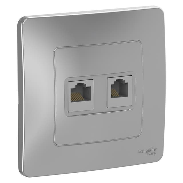Розетка двойная телефонная и компьютерная Schneider Electric Blanca алюминий BLNIS045113