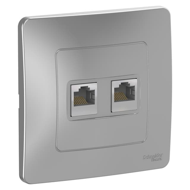 Розетка двойная компьютерная Schneider Electric Blanca алюминий 2 порта RJ-45 BLNIS045453