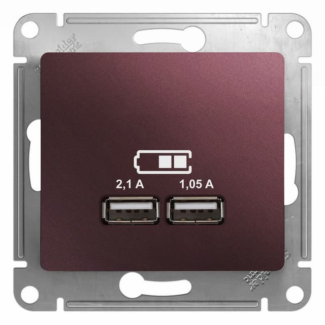 Розетка Schneider Electric Glossa баклажановый цвет с портом USB Type-A GSL001133