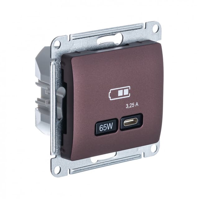 Розетка Schneider Electric Glossa баклажановый цвет с разъемом USB Type-C GSL001127