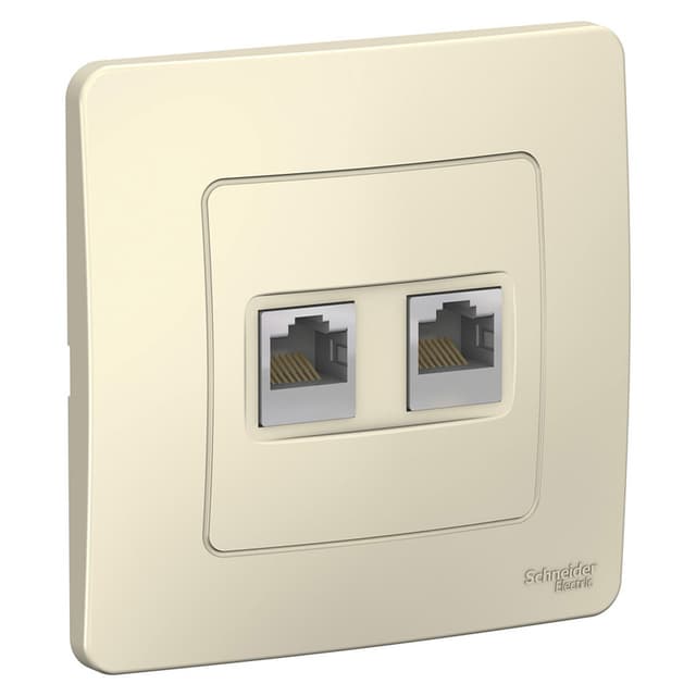 Розетка двойная компьютерная (интернет) Systeme Electric Blanca BLNIS045452, цвет молочный, два порта RJ45 Cat.5e, для скрытого монтажа.