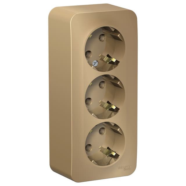 Розетка тройная с заземлением Systeme Electric Blanca BLNRA010314, цвет титан, три евроразъема с заземлением.