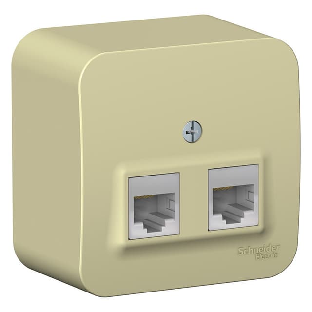 Розетка двойная компьютерная (интернет) Systeme Electric Blanca BLNIA045457, цвет бежевый, два порта RJ45 Cat.5e.