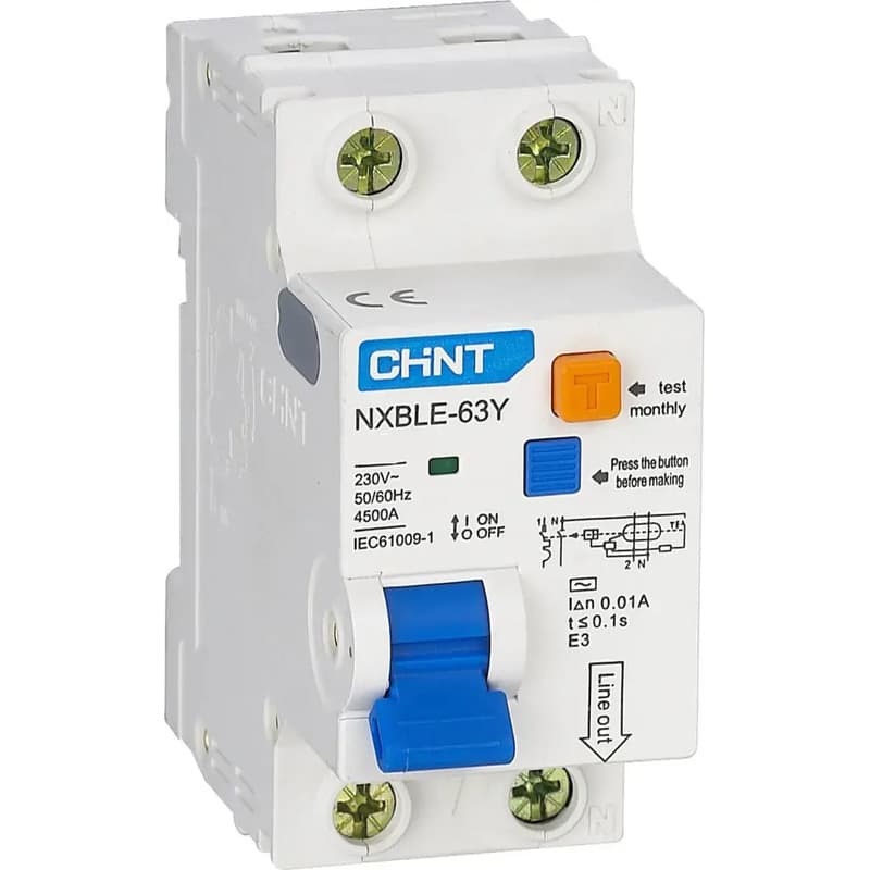 Дифференциальный автомат Chint NXBLE-63Y 1P+N 25А