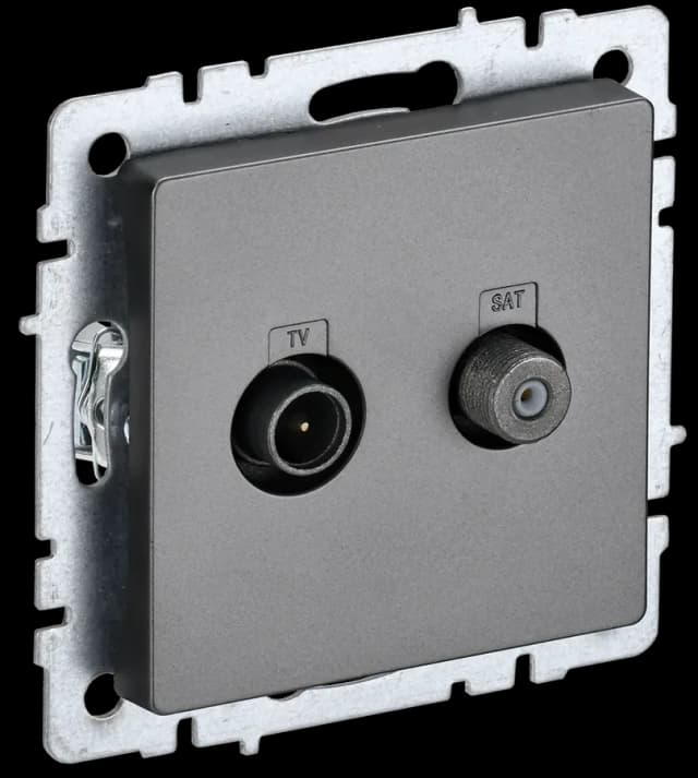 Розетка двойная TV IEK BRITE BR-AF20-O-K46 (сталь)