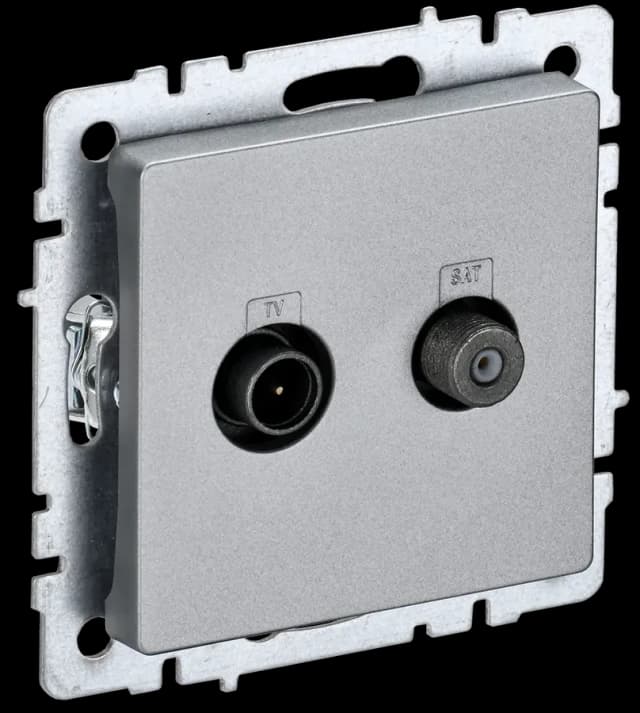 Розетка двойная TV IEK BRITE BR-AF20-O-K47 (алюминий)