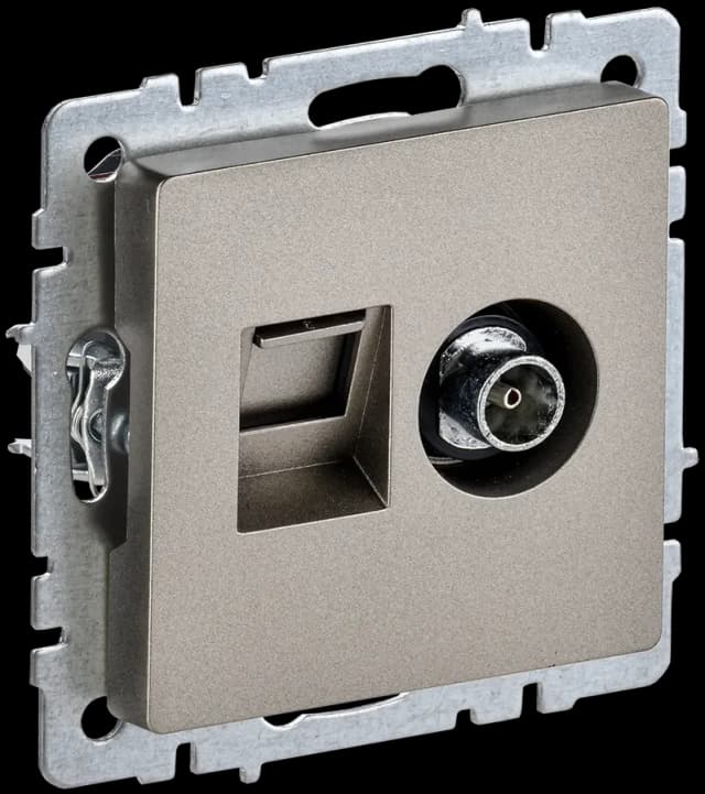 Розетка двойная TV + компьютерная IEK BRITE BR-AK20-1-K37 (шампань)