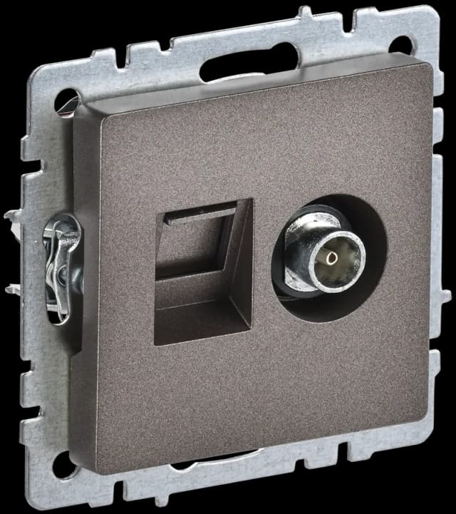 Розетка двойная TV + компьютерная IEK BRITE BR-AK20-1-K45 (бронза)