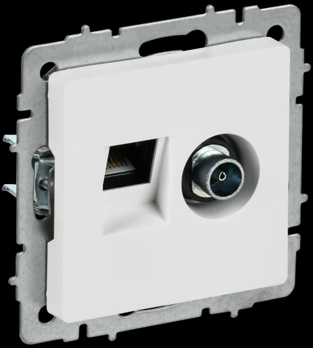 Розетка двойная TV + компьютерная IEK BRITE BR-AK20-1-K91 (белый арктический)