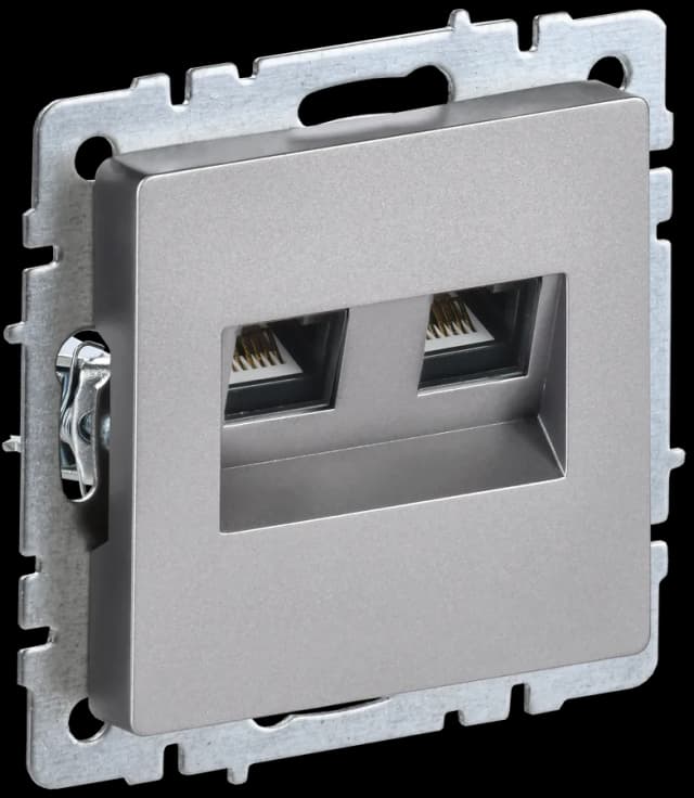Розетка двойная компьютерная IEK BRITE BR-K20-2-K46 (сталь)