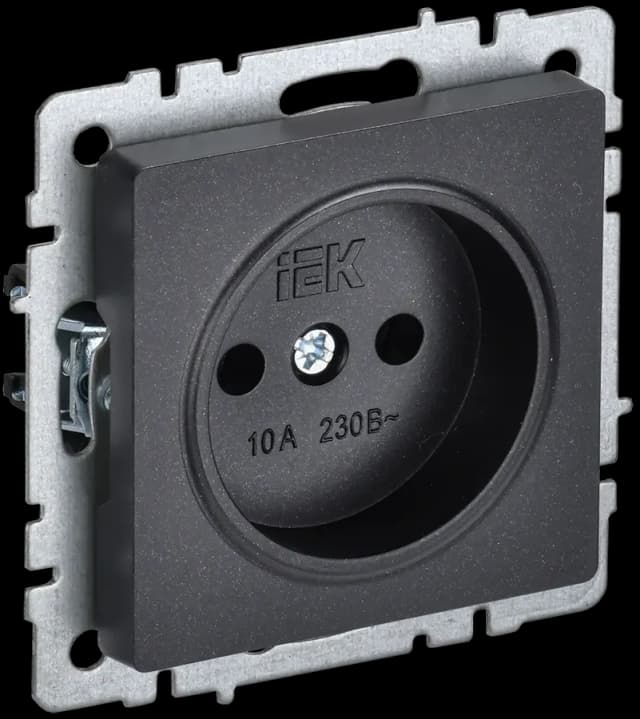 Розетка без заземления IEK BRITE BR-R10-10-K02 (черный)