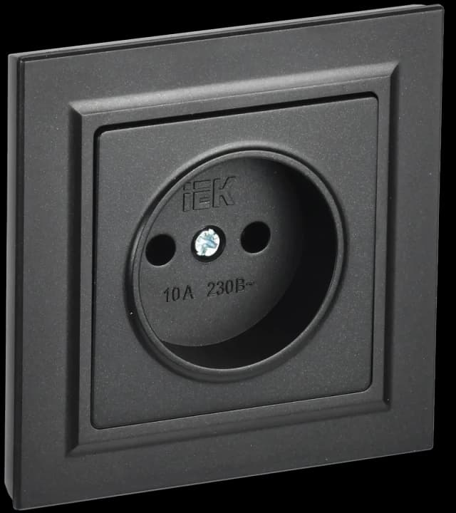 Розетка без заземления IEK BRITE BR-R10-10-K02-F (черный)