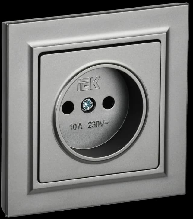 Розетка без заземления IEK BRITE BR-R10-10-K46-F (сталь)