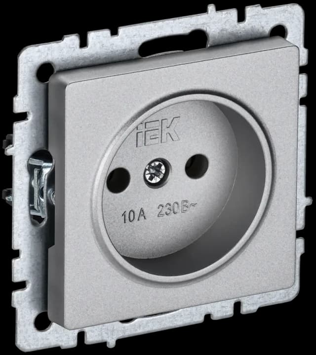 Розетка без заземления IEK BRITE BR-R10-10-K47 (алюминий)