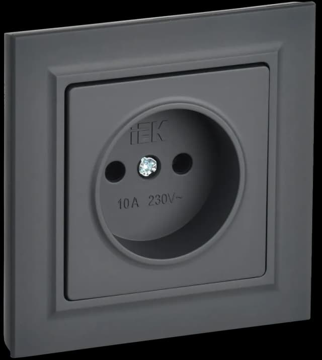 Розетка без заземления IEK BRITE BR-R10-10-K53-F (графит)