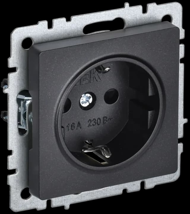 Розетка с заземлением IEK BRITE BR-R11-16-K02 (черный)