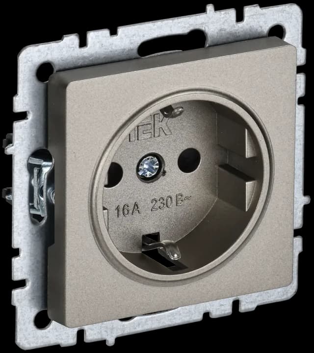 Розетка с заземлением IEK BRITE BR-R11-16-K37 (шампань)