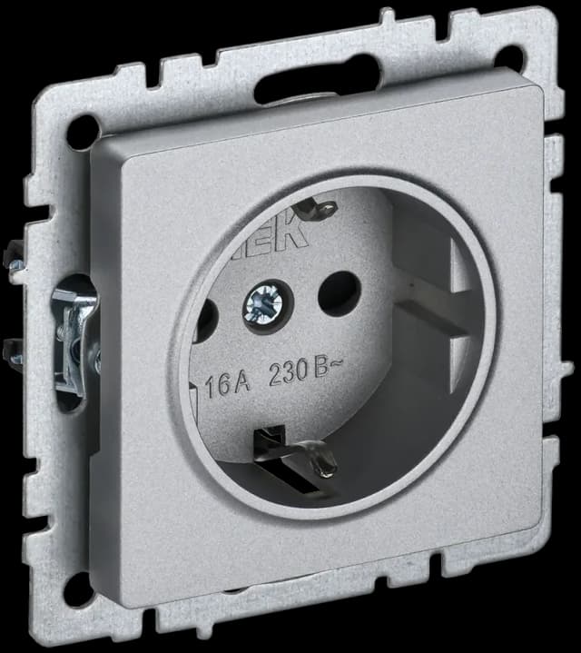 Розетка с заземлением IEK BRITE BR-R11-16-K47 (алюминий)