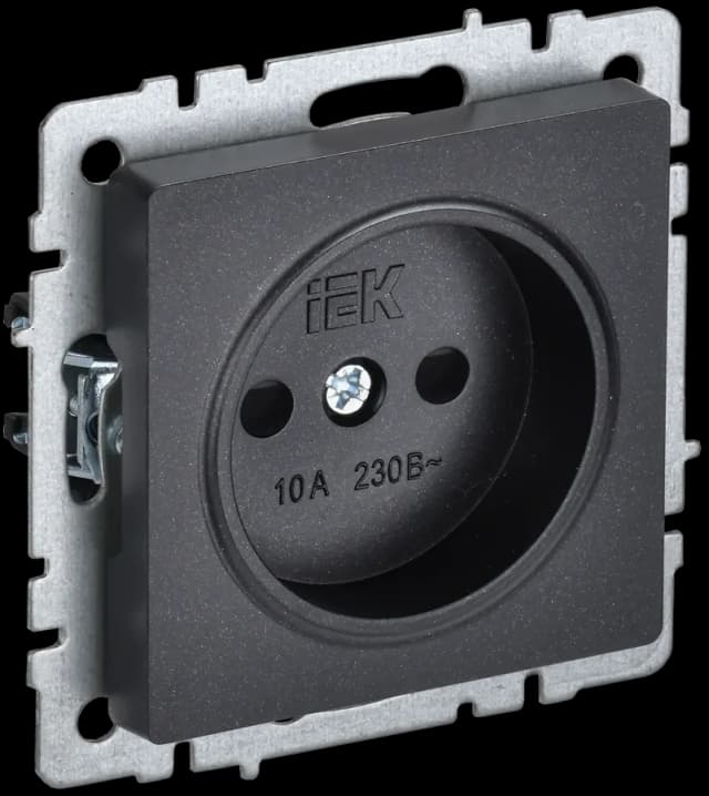 Розетка без заземления с защитными шторками IEK BRITE BR-R13-10-K02 (черный)