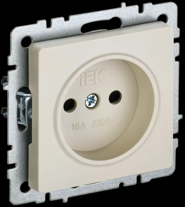 Розетка без заземления с защитными шторками IEK BRITE BR-R13-10-K10 (бежевый)
