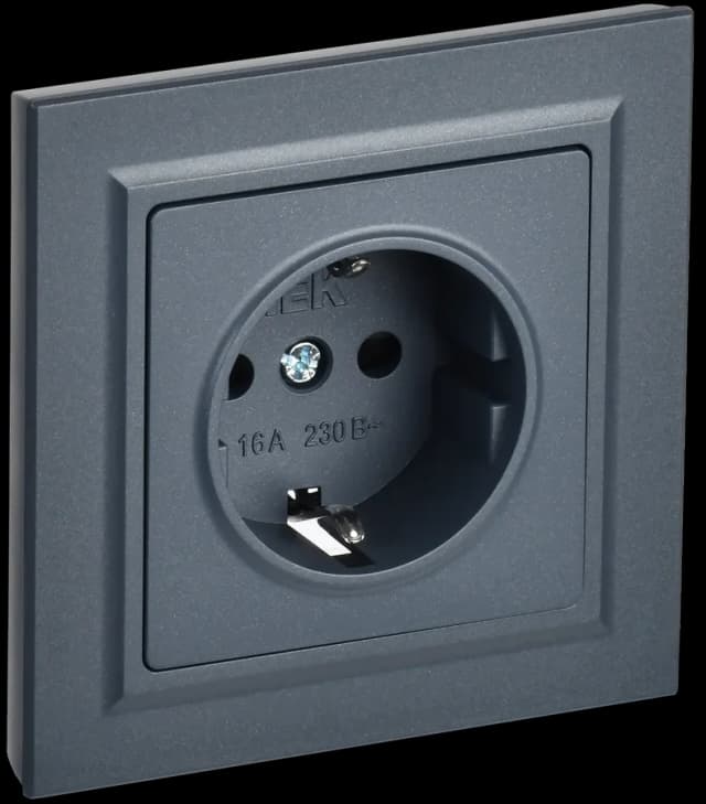 Розетка с заземлением и защитными шторками IEK BRITE BR-R14-16-K35-F (маренго)
