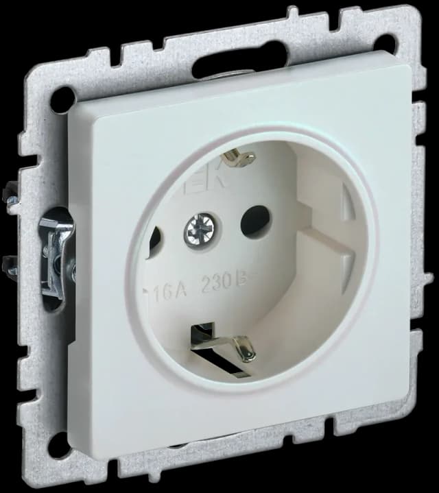 Розетка с заземлением и защитными шторками IEK BRITE BR-R14-16-K36 (жемчужный)