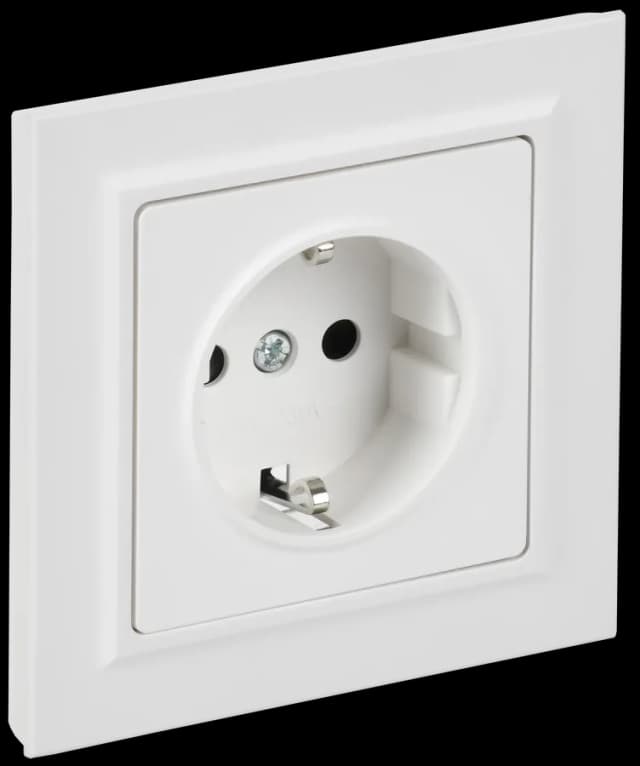 Розетка без заземления с защитными шторками IEK BRITE BR-R14-16-K91-F (белый арктический)