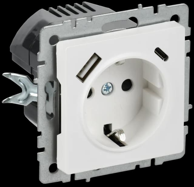 Розетка USB с защитными шторками IEK BRITE BR-R14-16-U22-018-K91 (белый арктический)