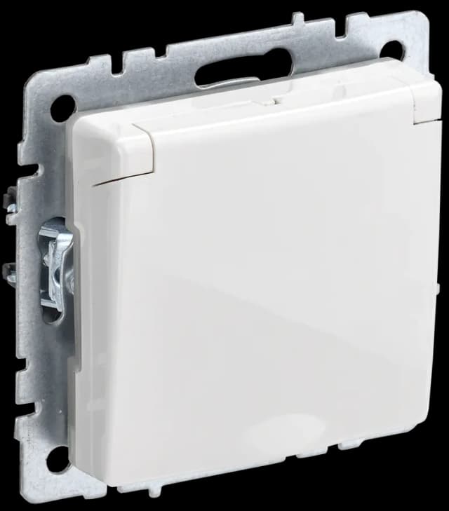 Розетка с заземлением, защитными шторками и крышкой IEK BRITE BR-R16-16-44-K01 (белый)